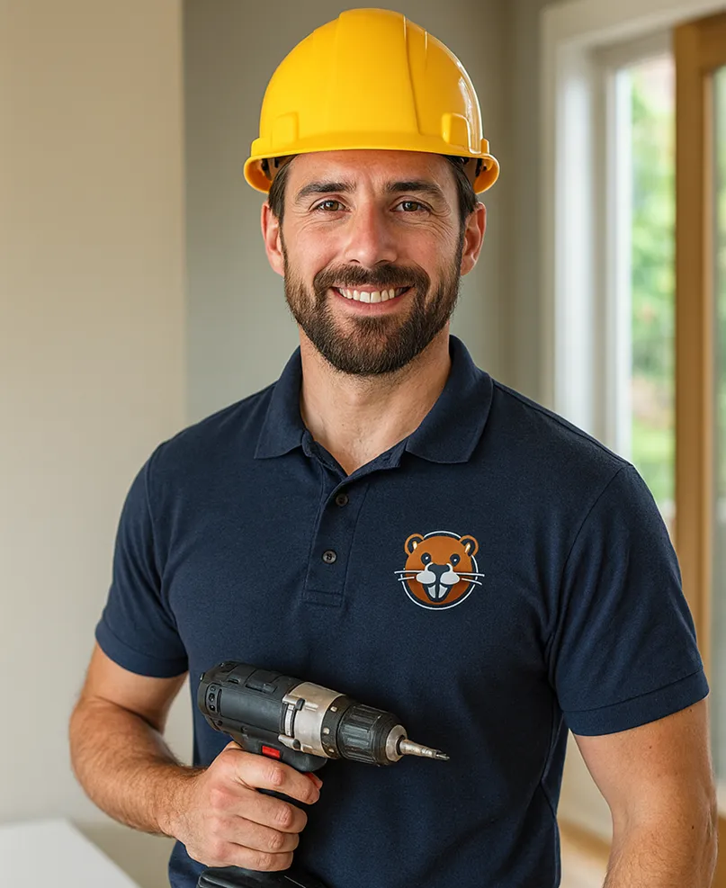 Professional handyman in hard hat with power drill — Fort Lauderdale home repair expert