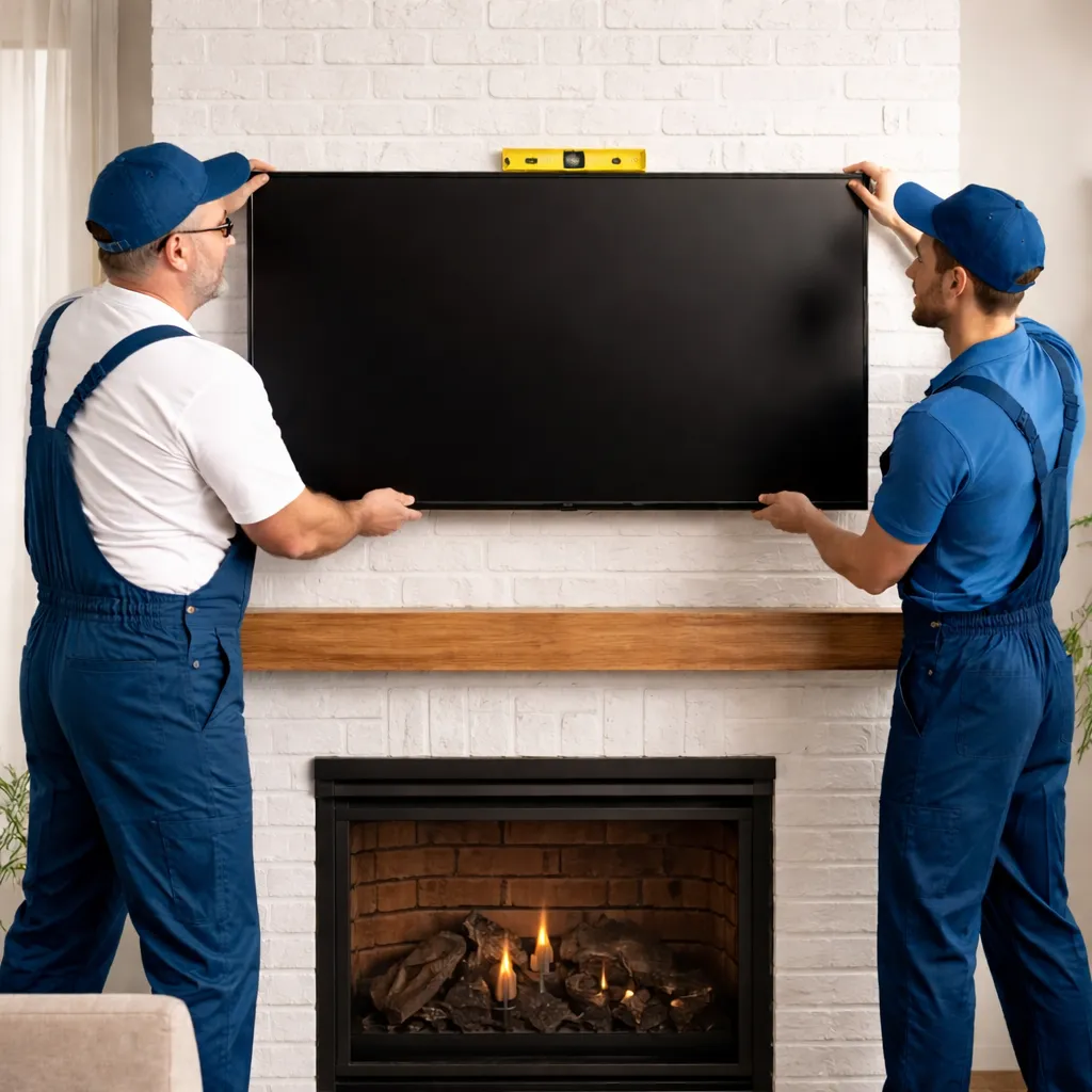 TV mounting above a fireplace with heat and placement considerations